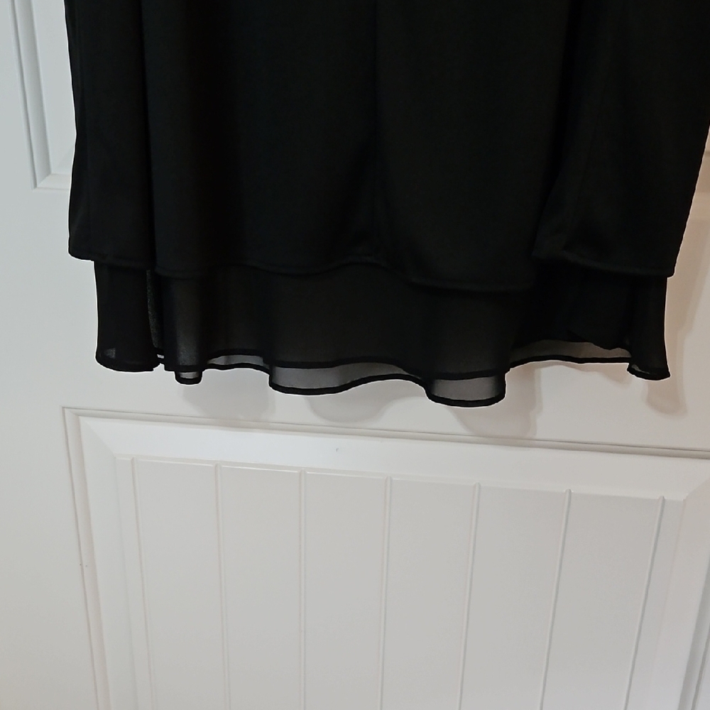 Alex Evenings Elegant Elastic Waist Black Maxi Skirt With Tiered Hem Size L - Picture 2 of 8